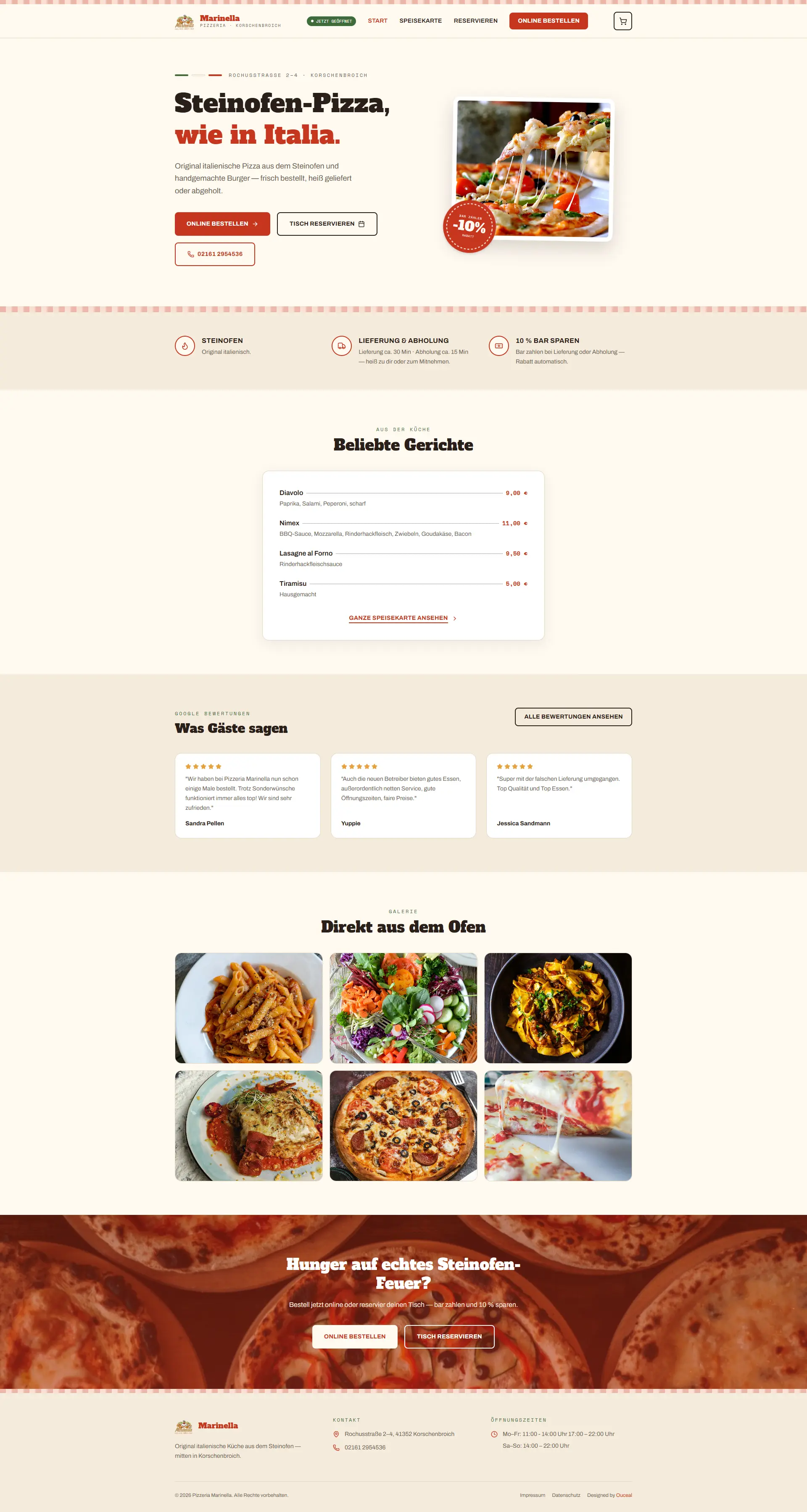 Pizzeria Marinella — Desktop-Ansicht