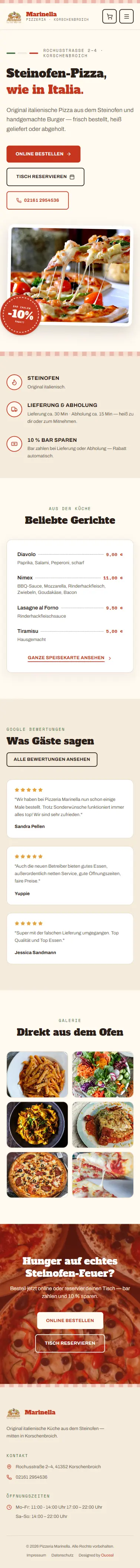 Pizzeria Marinella — Mobile-Ansicht