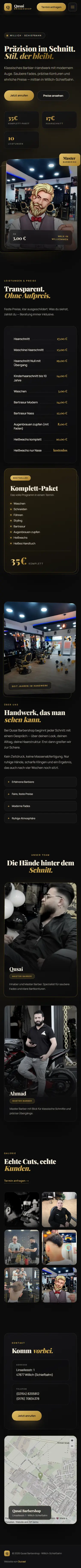 Qusai Barbershop — Mobile-Ansicht
